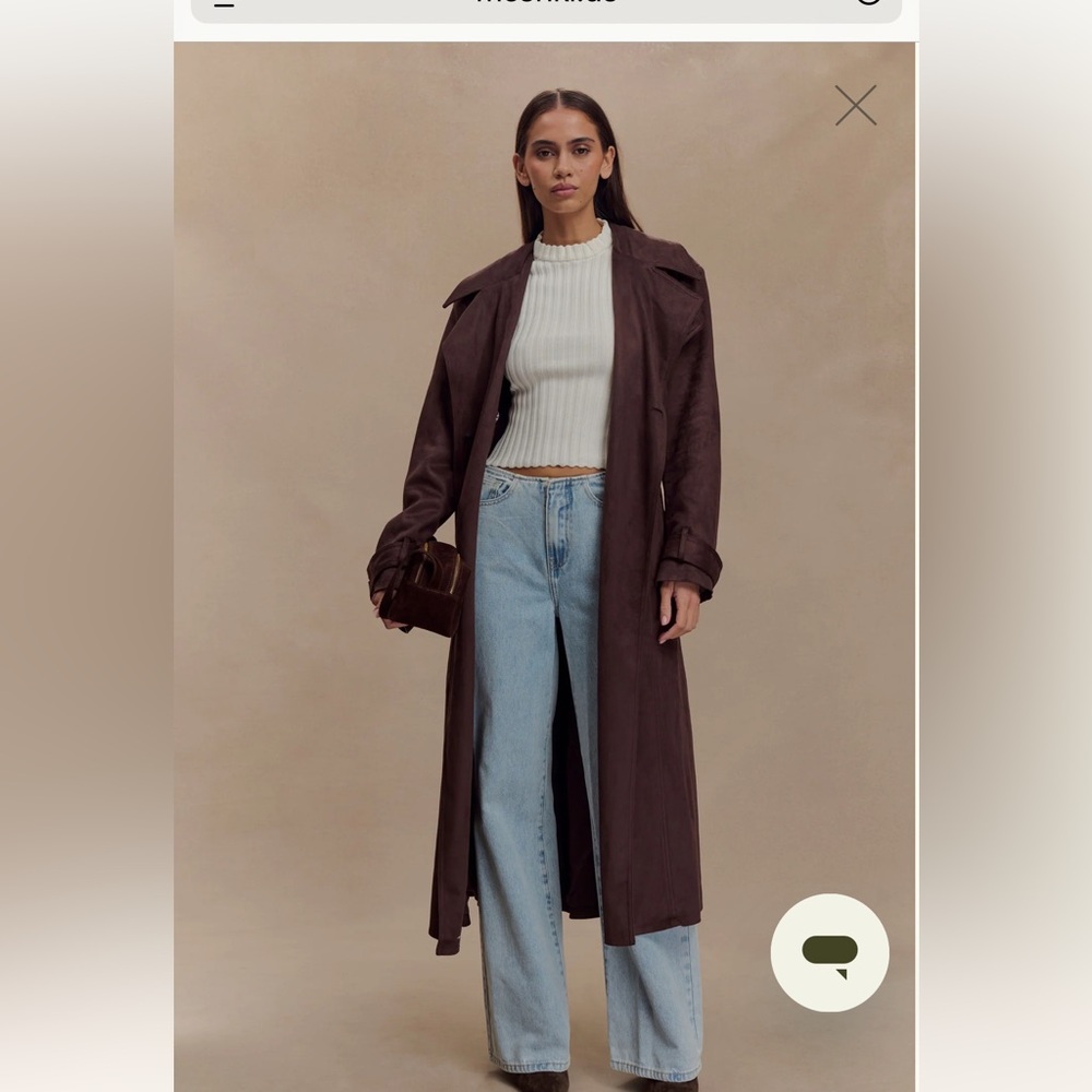 Meshki faux suede trench